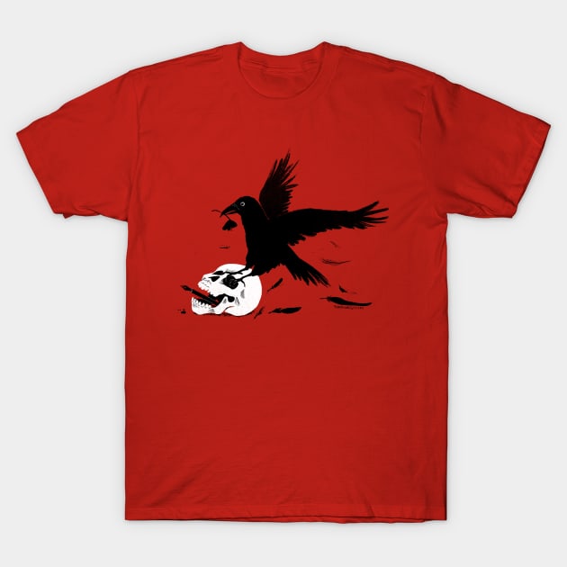 Skull and Crow T-Shirt by SarahWrightArt